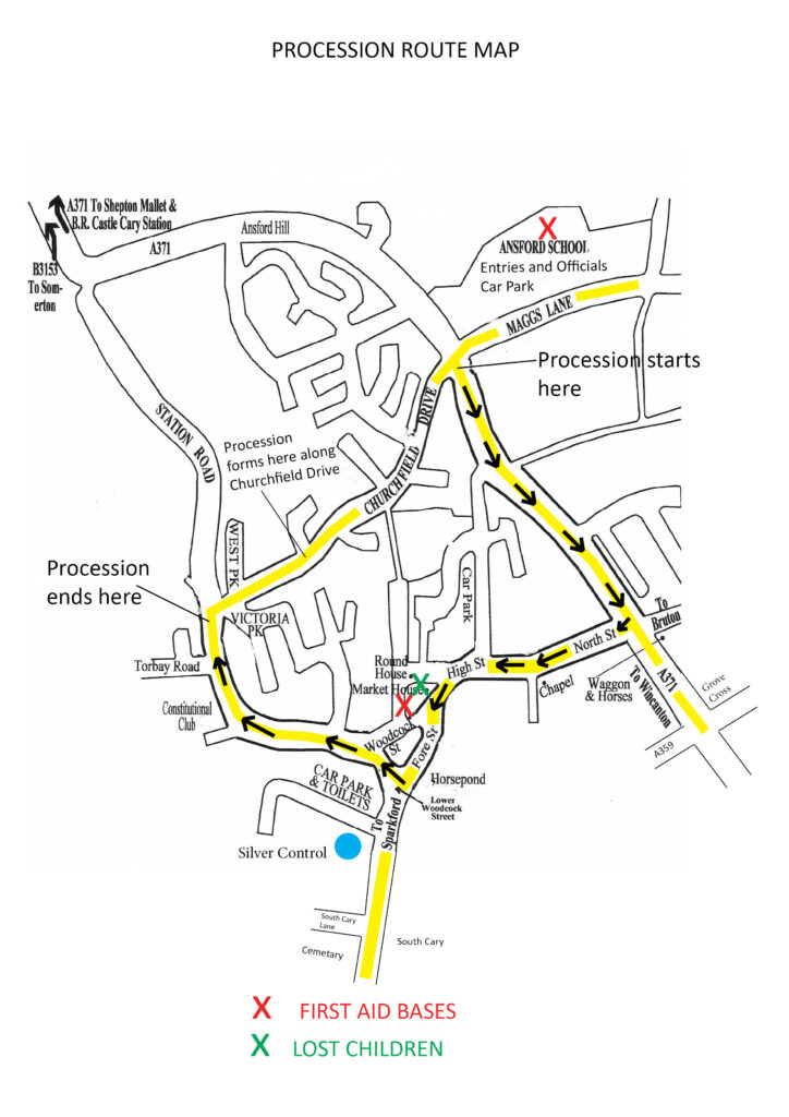 Castle Cary & Ansford Carnival Procession Route 2023